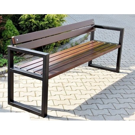 Металлическая скамейка со спинкой и деревянным сиденьем 'MBG/37-Salsa / 192cm'