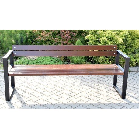 Металлическая скамейка со спинкой и деревянным сиденьем 'MBG/37-Salsa / 192cm'