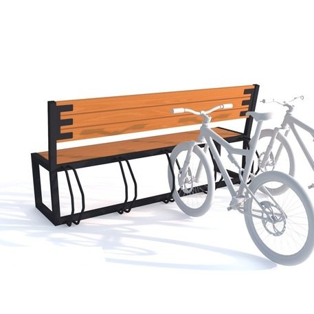 Металлическая скамейка со спинкой и деревянным сиденьем 'MBG/67-Libra / 189cm'