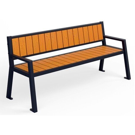 Металлическая скамейка со спинкой и деревянным сиденьем 'MBG/77-Fano I / 189cm'