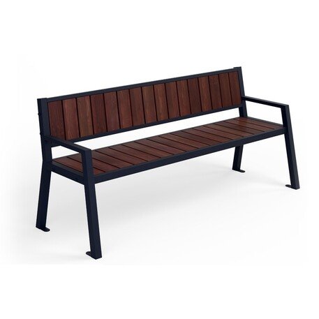 Металлическая скамейка со спинкой и деревянным сиденьем 'MBG/77-Fano I / 189cm'
