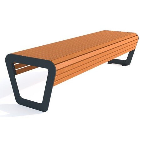 Металлическая скамейка без спинки с деревянным сиденьем 'MBG/87-Koliber / 182cm'