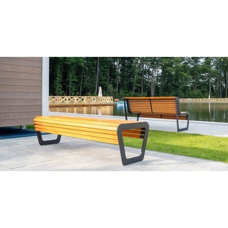 Металлическая скамейка без спинки с деревянным сиденьем 'MBG/87-Koliber / 182cm'