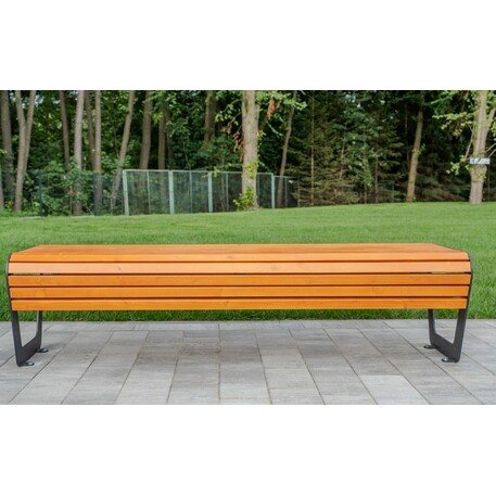 Металлическая скамейка без спинки с деревянным сиденьем 'MBG/87-Koliber / 182cm'