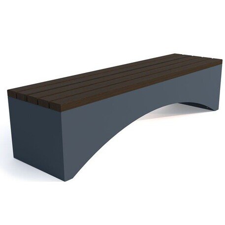 Металлическая скамейка без спинки с деревянным сиденьем 'MBG/97-Galia II / 180cm'