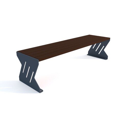 Металлическая скамейка без спинки с деревянным сиденьем 'MBG/107-Febe I / 182cm'