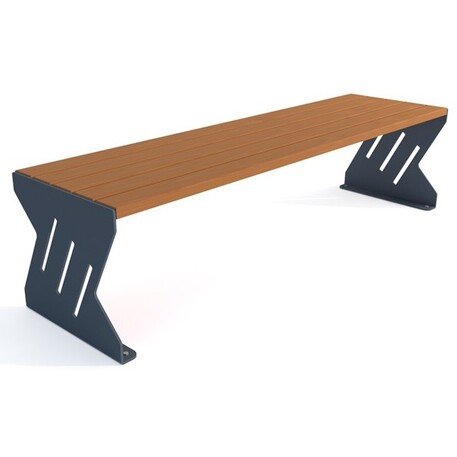 Металлическая скамейка без спинки с деревянным сиденьем 'MBG/107-Febe I / 182cm'