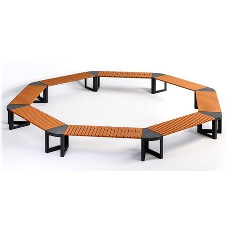 Металлическая скамейка без спинки с деревянным сиденьем 'MBG/117-Opalek I_O / 478cm'