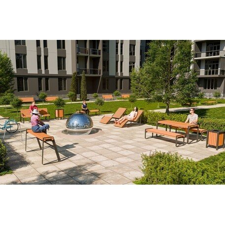 Металлический шезлонг с деревянной лежачей поверхностью 'STF/Dore/MDL'