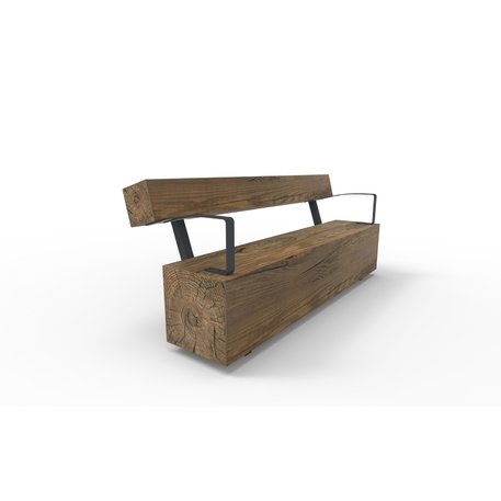 Solid wood bench with backrest, made of oak wood 'Premium Collection / STF/22-04-34/MDL'