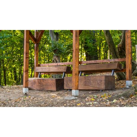 Solid wood bench with backrest, made of oak wood 'Premium Collection / STF/22-04-34/MDL'