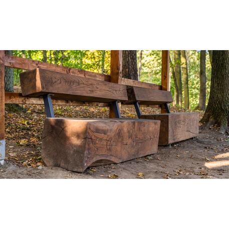 Solid wood bench with backrest, made of oak wood 'Premium Collection / STF/22-04-34/MDL'