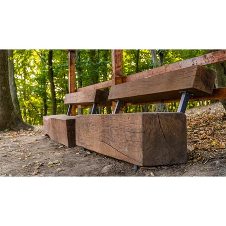 Solid wood bench with backrest, made of oak wood 'Premium Collection / STF/22-04-34/MDL'