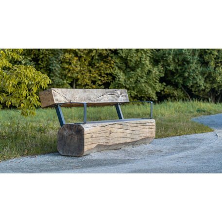 Solid wood bench with backrest, made of oak wood 'Premium Collection / STF/22-04-34/MDL'