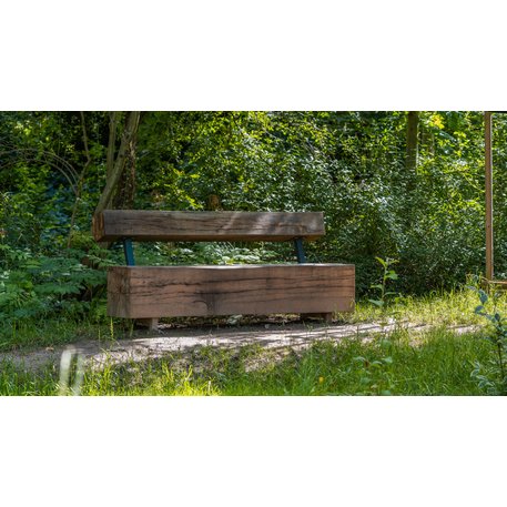 Solid wood bench with backrest, made of oak wood 'Premium Collection / STF/22-04-34/MDL'