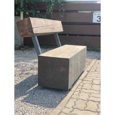 Solid wood bench with backrest, made of oak wood 'Premium Collection / STF/22-04-34/MDL'