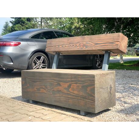 Solid wood bench with backrest, made of oak wood 'Premium Collection / STF/22-04-34/MDL'