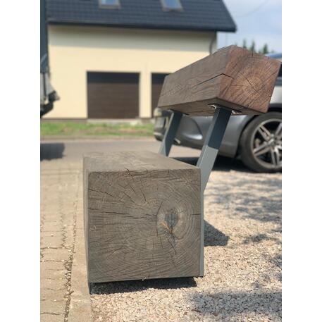 Solid wood bench with backrest, made of oak wood 'Premium Collection / STF/22-04-34/MDL'