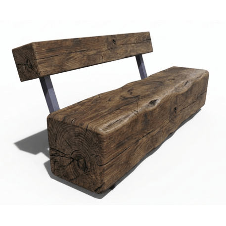 Solid wood bench with backrest, made of oak wood 'Premium Collection / STF/22-04-34/MDL'
