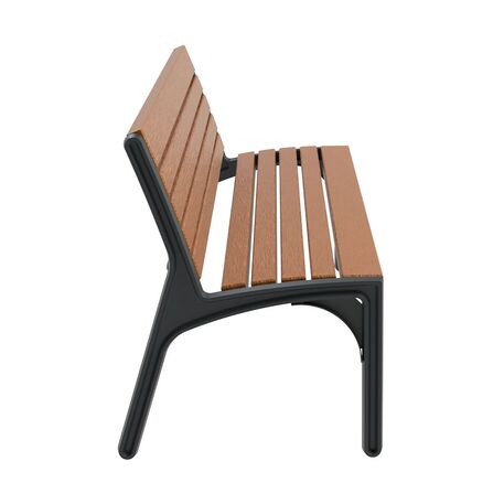 Metal bench with backrest made of Iroko wood 'Urbano 1213/MDL'