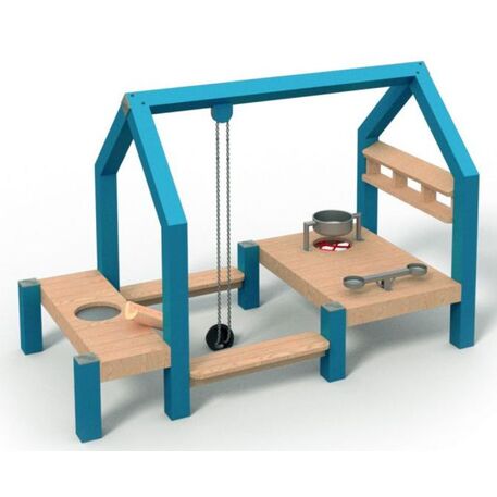 Moduliniai vaikų žaidimų aikštelių kompleksai 3–12 metų vaikams – kolekcija 'Frame / Ninja' MBG-Sand play Baking house 02365