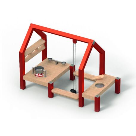 Moduliniai vaikų žaidimų aikštelių kompleksai 3–12 metų vaikams – kolekcija 'Frame / Ninja' MBG-Sand play Baking house 02365