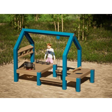 Moduliniai vaikų žaidimų aikštelių kompleksai 3–12 metų vaikams – kolekcija 'Frame / Ninja' MBG-Sand play Baking house 02365