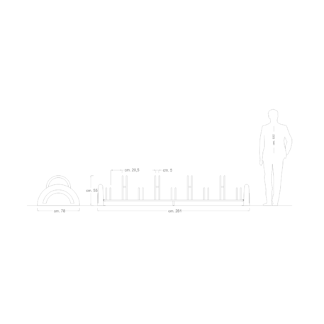 Metal bicycle rack with concrete base '308-bis'
