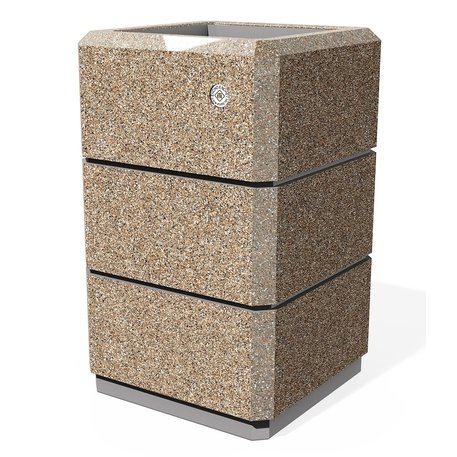 Kvadratinis betoninis vazonas – gėlinė, padengta smulkia granito skaldele 'Premium / 38x38xH/62cm_BS-76'