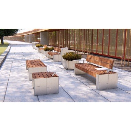 Metāla sols ar atzveltni, izgatavots no Iroko koka 'Lido / 001243'