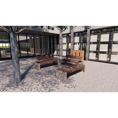 Metāla sols ar atzveltni, izgatavots no Iroko koka 'Lido / 001243'