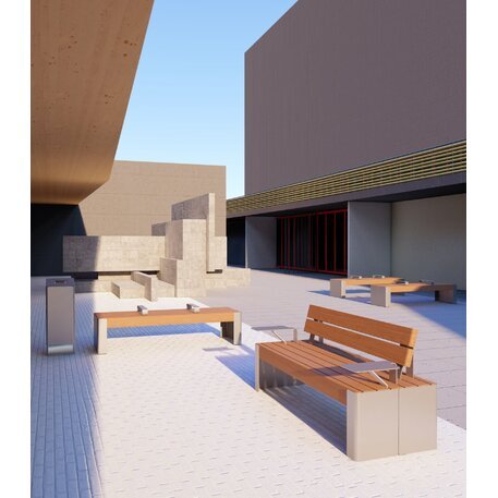 Metāla sols ar atzveltni, izgatavots no Iroko koka 'Lido / 001243'