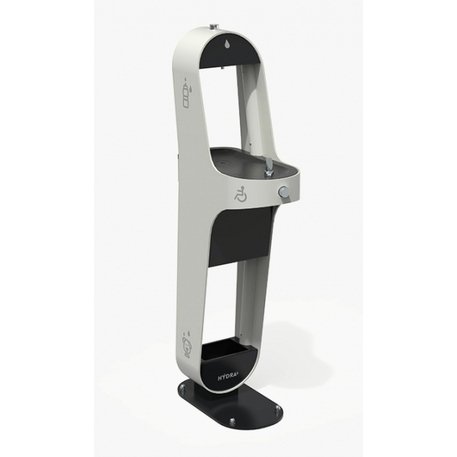 Metalinė geriamojo vandens kolonėlė su fontanu žmonėms, gertuve šunims ir butelių pripildymo funkcija 'Design Award 2024 / HYDRA L + DOGS'