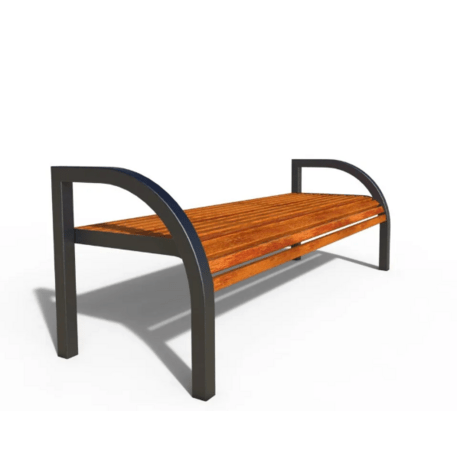 Metal bench without backrest made of Iroko wood 'Premium Collection / STF/23-02-12MDL'