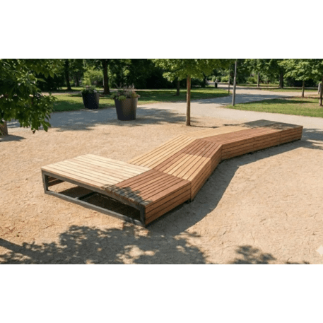 Metalinis suolas (suoliukas) be atlošo, pagamintas iš Iroko medienos 'Premium Collection / STF/20-02-28/MDL'