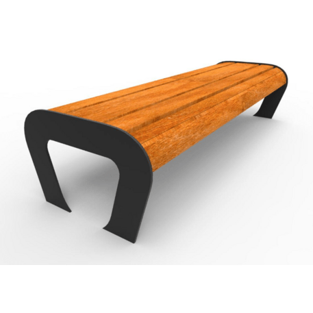 Metalinis suolas (suoliukas) be atlošo, pagamintas iš Iroko medienos 'Premium Collection / STF/19-02-10MDL'