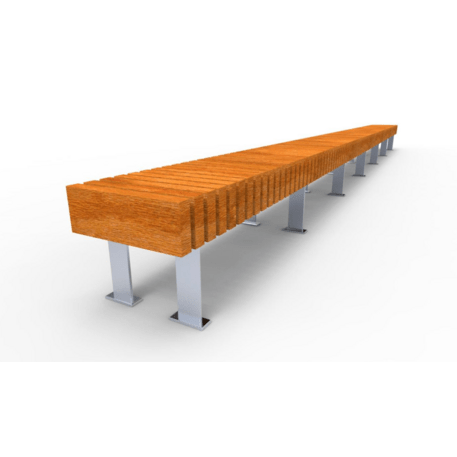 Metalinis suolas (suoliukas) be atlošo, pagamintas iš Iroko medienos 'Premium Collection / STF/18-02-54/MDL'