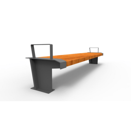 Metalinis suolas (suoliukas) be atlošo, pagamintas iš Iroko medienos 'Premium Collection / STF/18-02-29MDL'