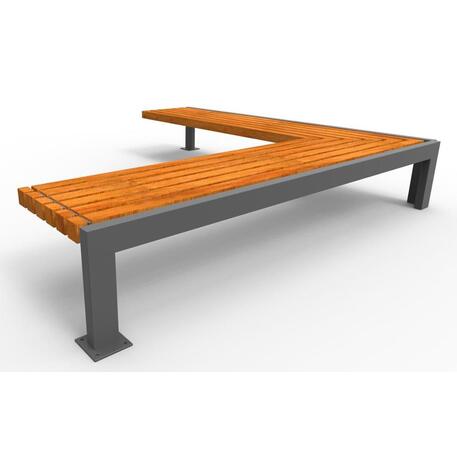 Panchina in metallo senza schienale, realizzata in legno di Iroko 'Premium Collection / STF/13-04-18_08/MDL'