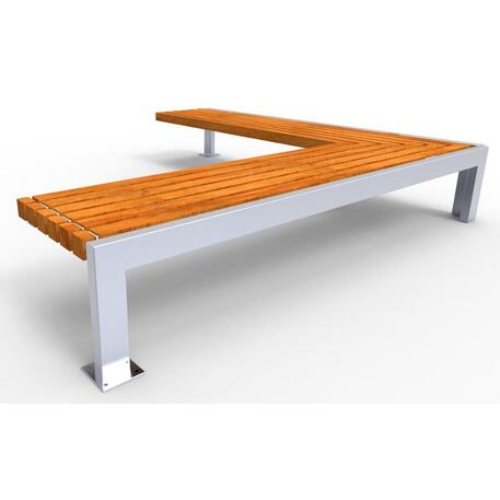 Panchina in metallo senza schienale, realizzata in legno di Iroko 'Premium Collection / STF/13-04-18_08/MDL'