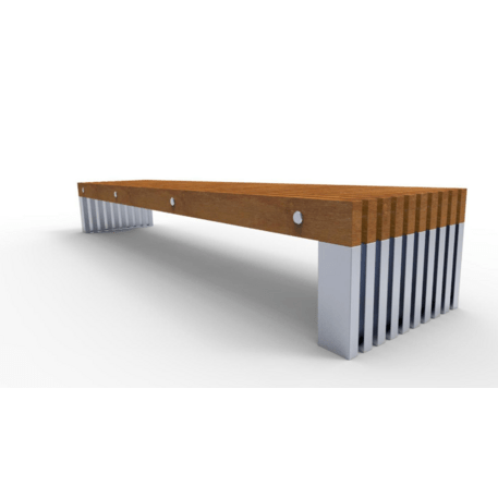 Metalinis suolas (suoliukas) be atlošo, pagamintas iš Iroko medienos 'Premium Collection / STF/13-02-62/MDL'