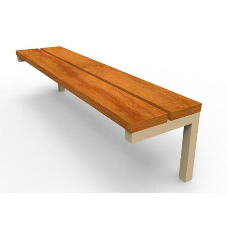 Metallbank ohne Rückenlehne, aus Iroko-Holz gefertigt 'Premium Collection / STF/13-02-16/MDL'