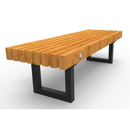 Metalinis suolas (suoliukas) be atlošo, pagamintas iš Iroko medienos 'Premium Collection / STF/13-02-09/MDL'