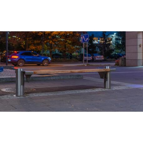 Metalinis suolas (suoliukas) be atlošo, pagamintas iš Iroko medienos 'Premium Collection / STF/10-15-03/MDL'