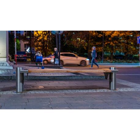 Metalinis suolas (suoliukas) be atlošo, pagamintas iš Iroko medienos 'Premium Collection / STF/10-15-03/MDL'