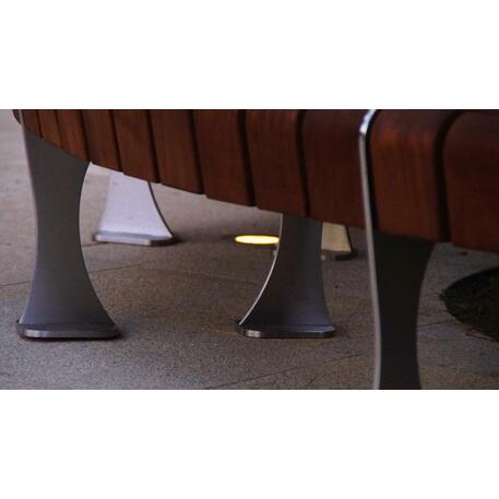 Lenktas arba tiesus metalinis suolas (suoliukas) su atlošu iš Iroko medienos 'Premium Collection / STF/19-04-78_01/MDL'