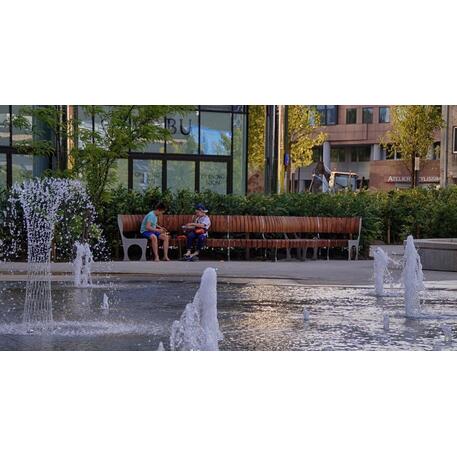 Lenktas arba tiesus metalinis suolas (suoliukas) su atlošu iš Iroko medienos 'Premium Collection / STF/19-04-78_01/MDL'