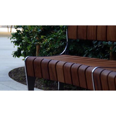 Lenktas arba tiesus metalinis suolas (suoliukas) su atlošu iš Iroko medienos 'Premium Collection / STF/19-04-78_01/MDL'