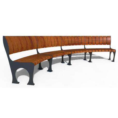 Lenktas arba tiesus metalinis suolas (suoliukas) su atlošu iš Iroko medienos 'Premium Collection / STF/19-04-78_01/MDL'