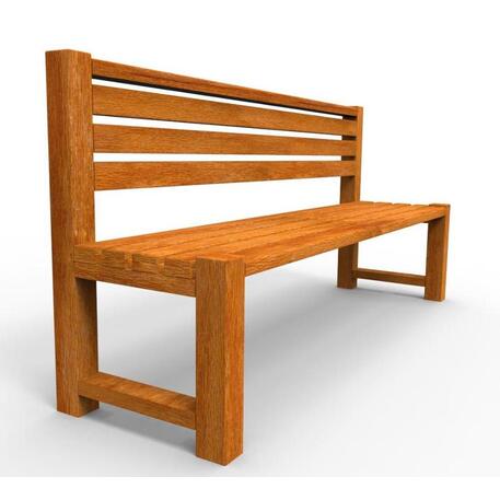 Klasikinio stiliaus medinis suoliukas su atlošu, iš Iroko medienos 'Premium / STF/04-04-05/MDL'